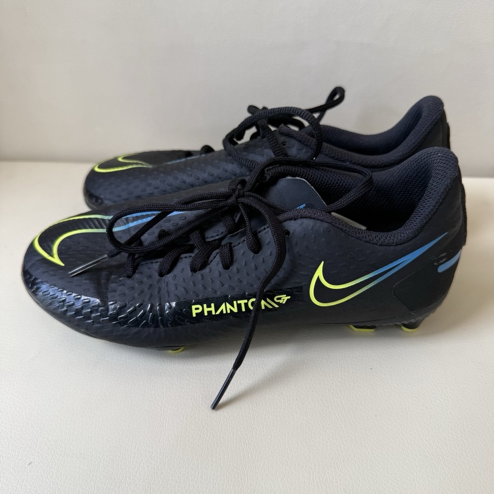 Nike Phantom GT/club FG/MG soccer Cleats Black Volt Blue Youth 3Y CK8476-090